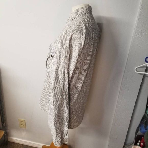 Tomato Mens Button Front Shirt Gray White Handwriting 100% Cotton Vintage XL - Picture 7 of 12